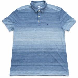 Tommy Bahama Striped Polo Shirt XL Blue Short Sleeve Island Modern Fit